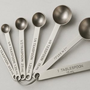 Stainless Steel Measuring Spoon Set of 6 with Engraved Markings for Baking and Cooking